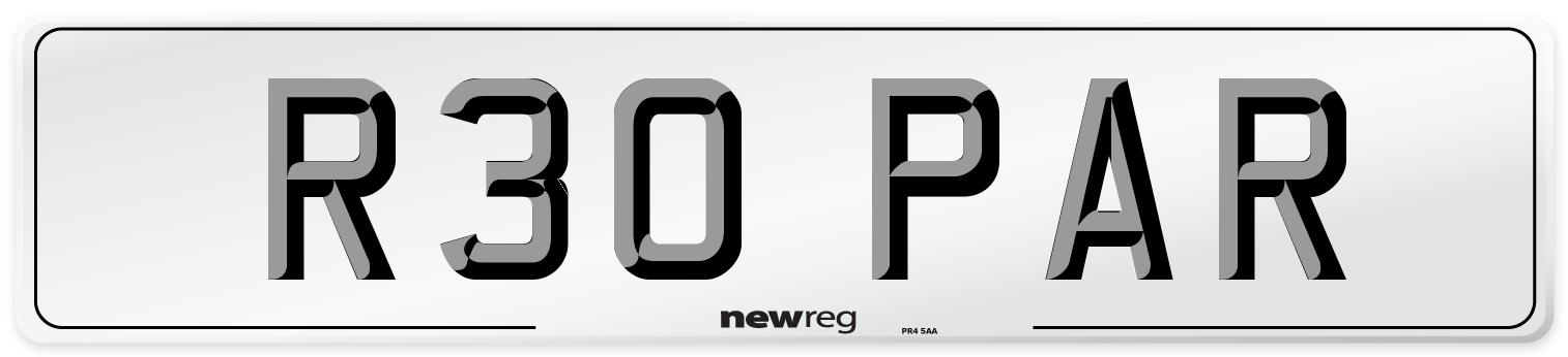 R30 PAR Number Plate from New Reg